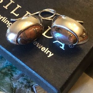 Silpada Oval Sterling Silver Leopard Stone Earring